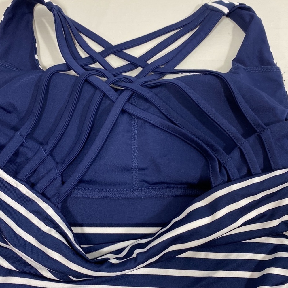 ACX tank top w/ build in bra navy and white stripedββββββββββββββββ - Picture 6 of 9